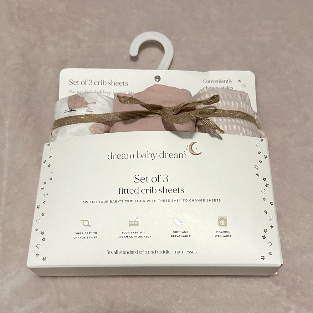 Pink and White Butterfly Crib Sheets Set